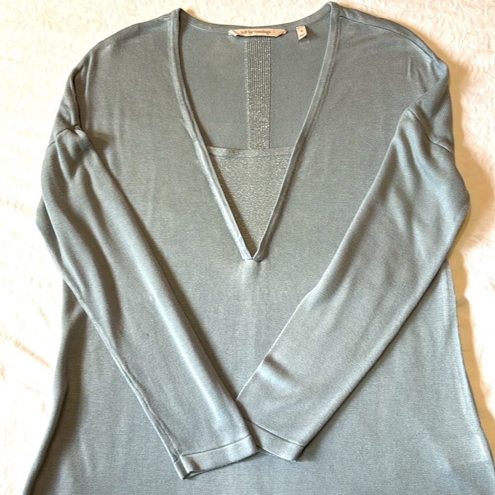 Soft Surroundings Pale Teal & Silver Tunic, Size Small, EUC, Drop Shoulders - Picture 12 of 13
